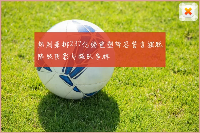 热刺豪掷237亿镑重塑阵容誓言摆脱降级阴影与强队争辉